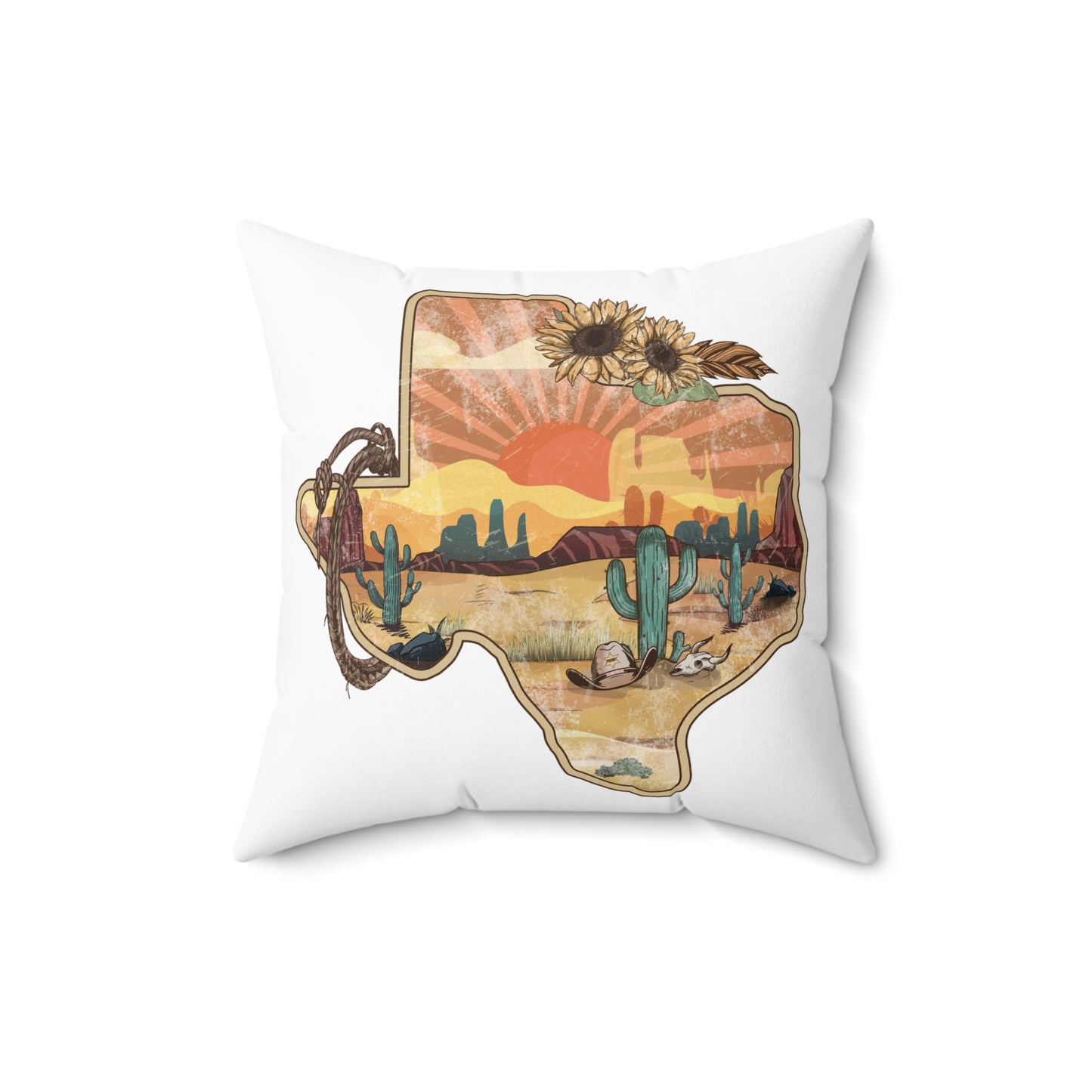 Texas Spun Polyester Square Pillow