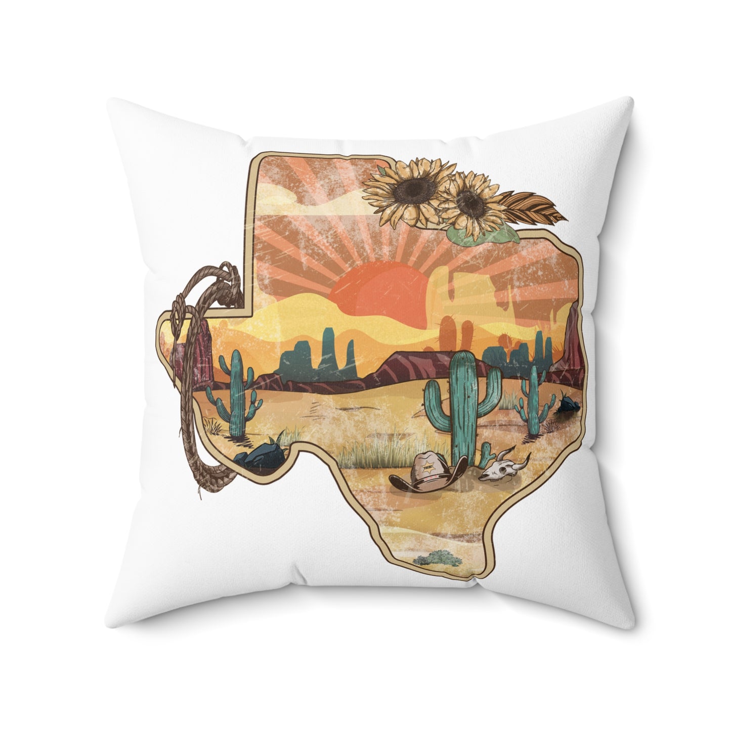Texas Spun Polyester Square Pillow