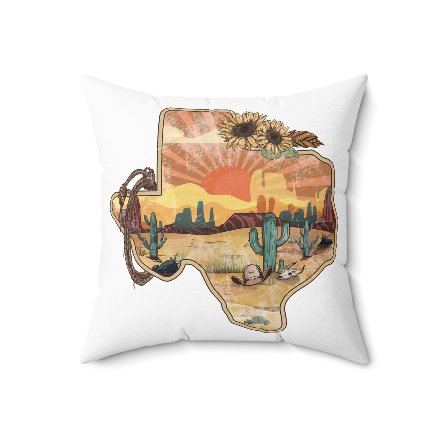 Texas Spun Polyester Square Pillow