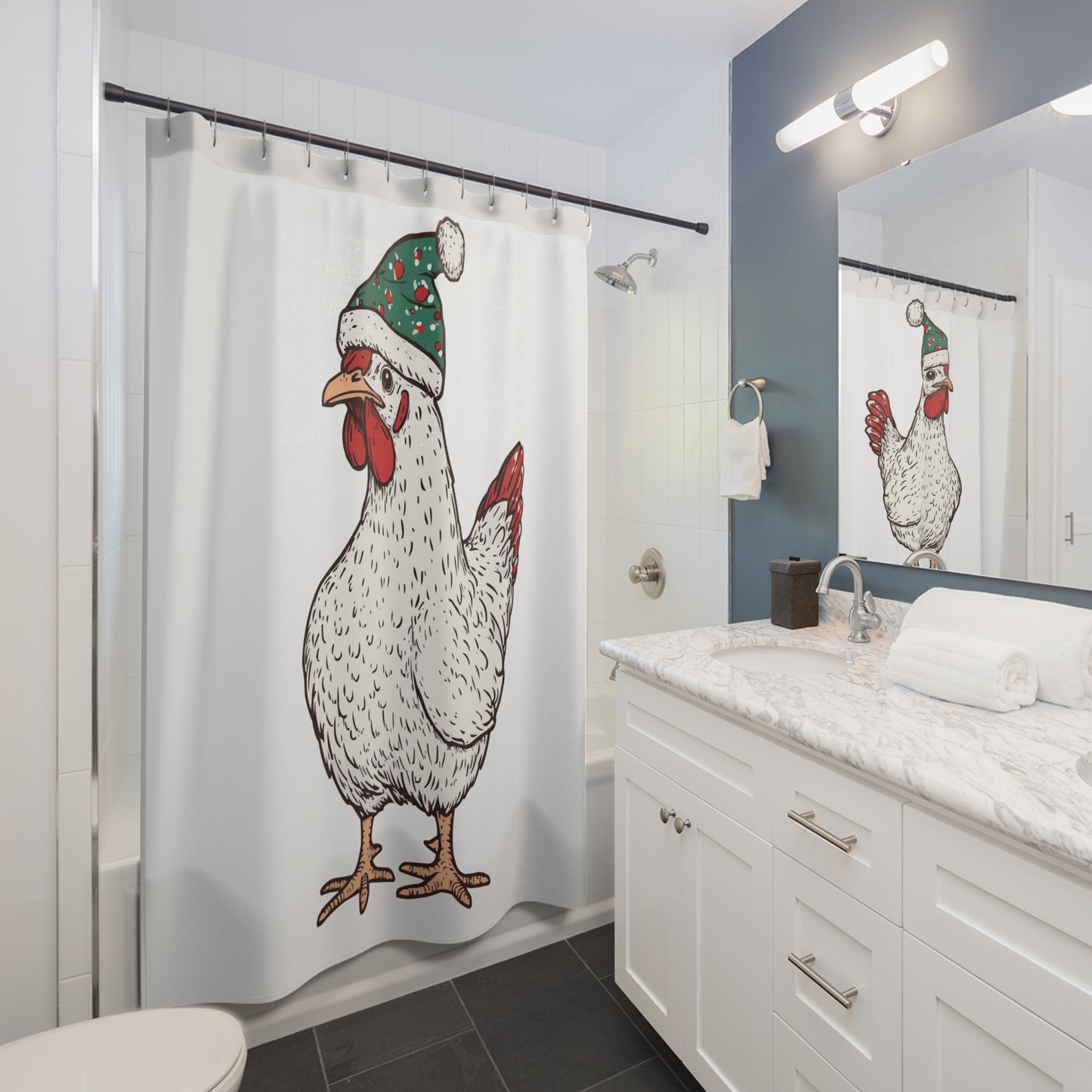 Christmas Chicken - Shower Curtains