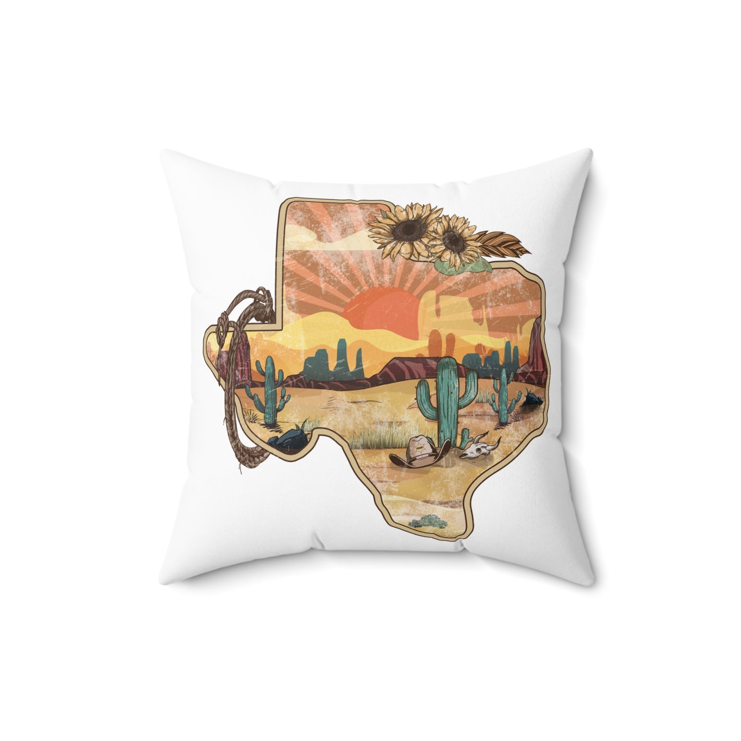 Texas Spun Polyester Square Pillow