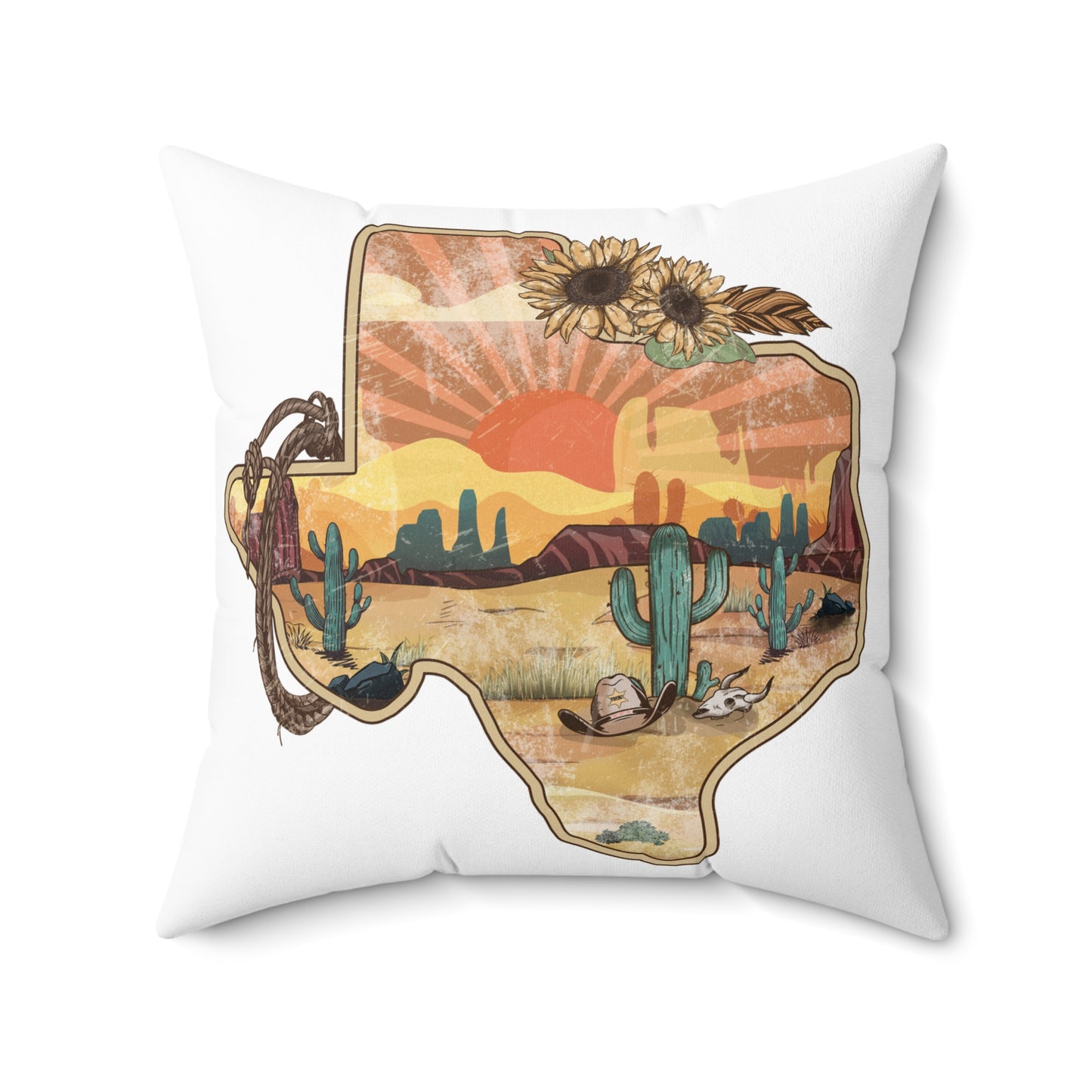 Texas Spun Polyester Square Pillow